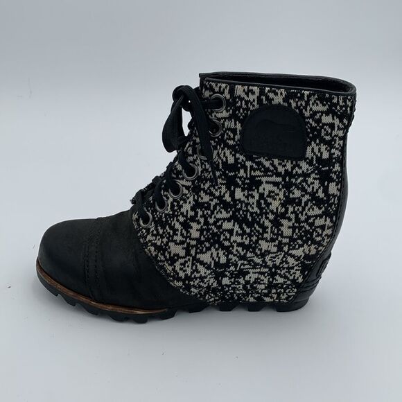 Sorel Joan of Arc Lexie wedge ankle boots black and white Womans size 6.5 - Picture 5 of 12